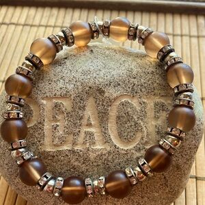 NWOT LL Accessory Brown Translucent Beads, Small Silver Ball & Faux Rhinestones.